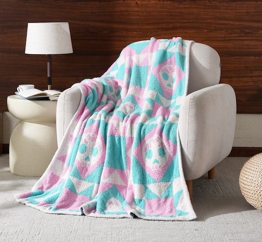 50" x 60" Pink & Mint Skull Throw Blanket by Ashland®